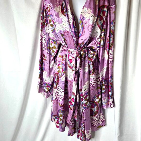 Nick & Nora Women's Size XXL Silk Robe Asian Dragon Purple - Picture 10 of 10